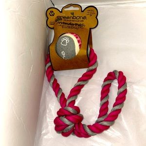 Greenbone Wonderpet! Pull n Play Tennis Ball Toys Pink & gray 13.5”L NWT